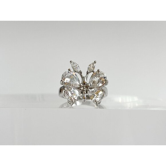 Butterfly Figural CZ Gemstone Cocktail 925 Sterling Silver Vintage Ring - sz 7 - Picture 6 of 16